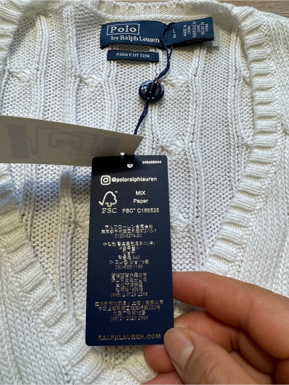 Ralph Lauren Cream Cable-Knit V-Neck Sweater - Picture 8 of 16